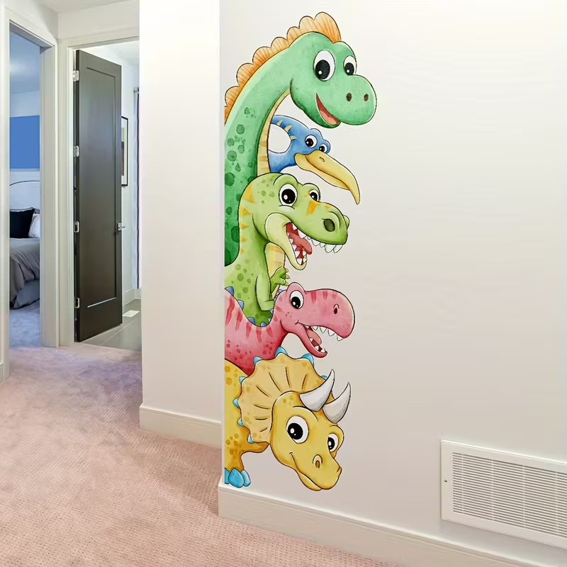 Home One Bathroom - 1Pc Hand-Painted Dinosaur Cartoon Wall Sticker,