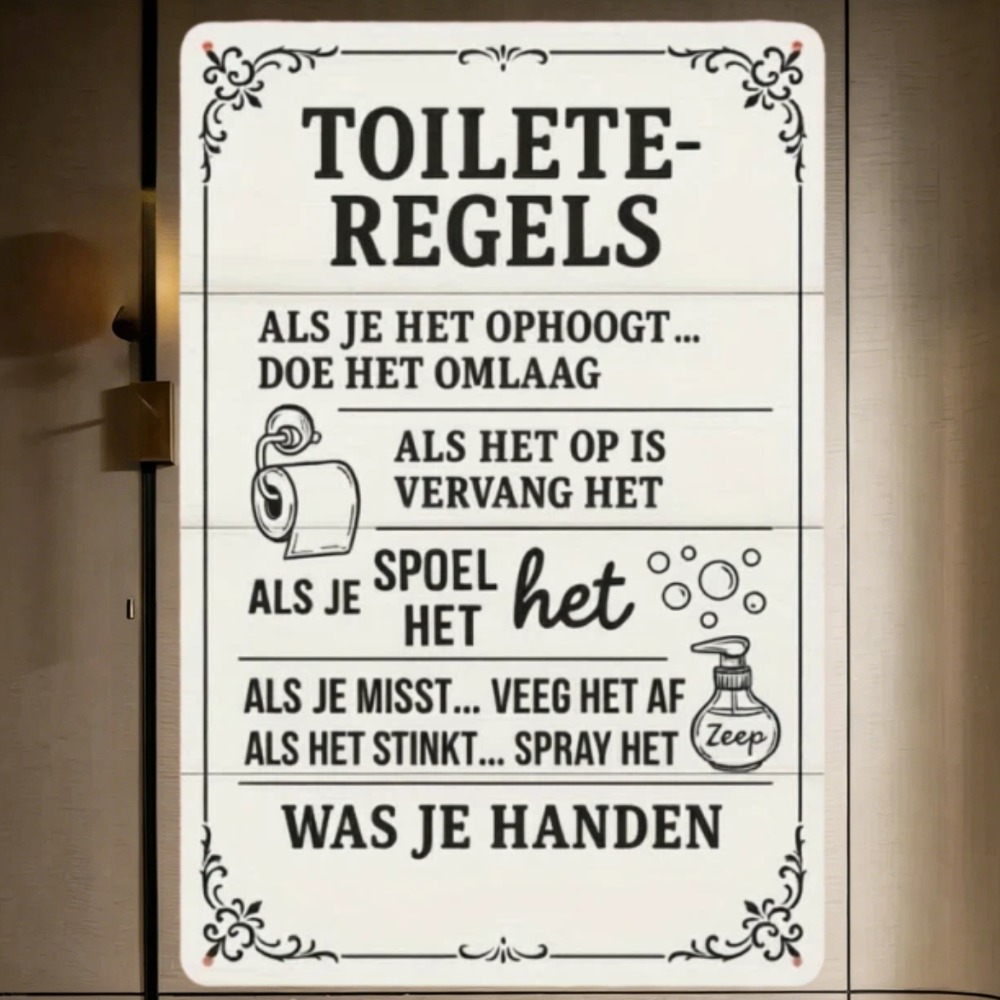 Home Bathroom Etiquette - 2D Dutch Bathroom Rules Metal Sign