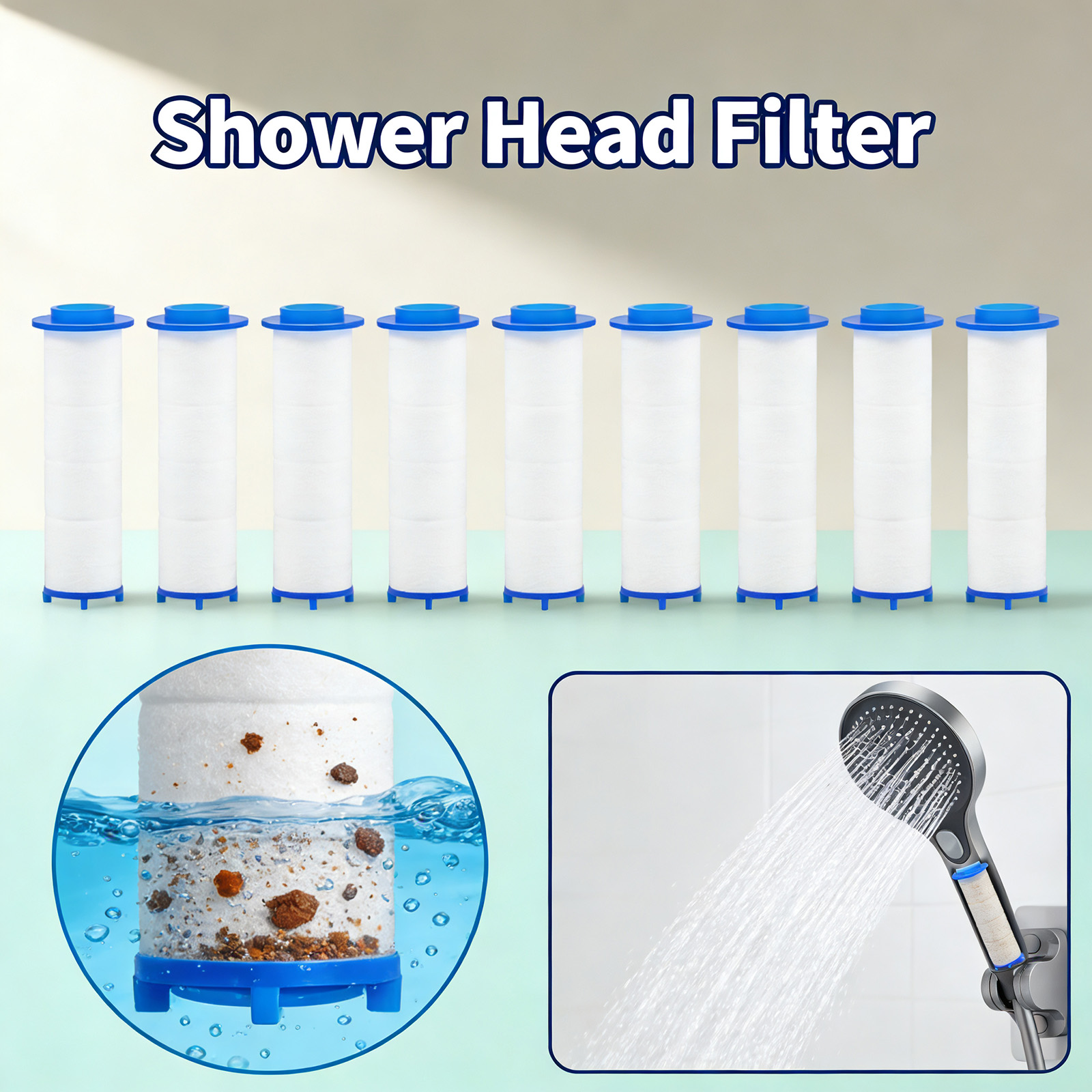 Home Bathroom Water Filter - 20Pcs Replacement Shower Filter Cartridge shower