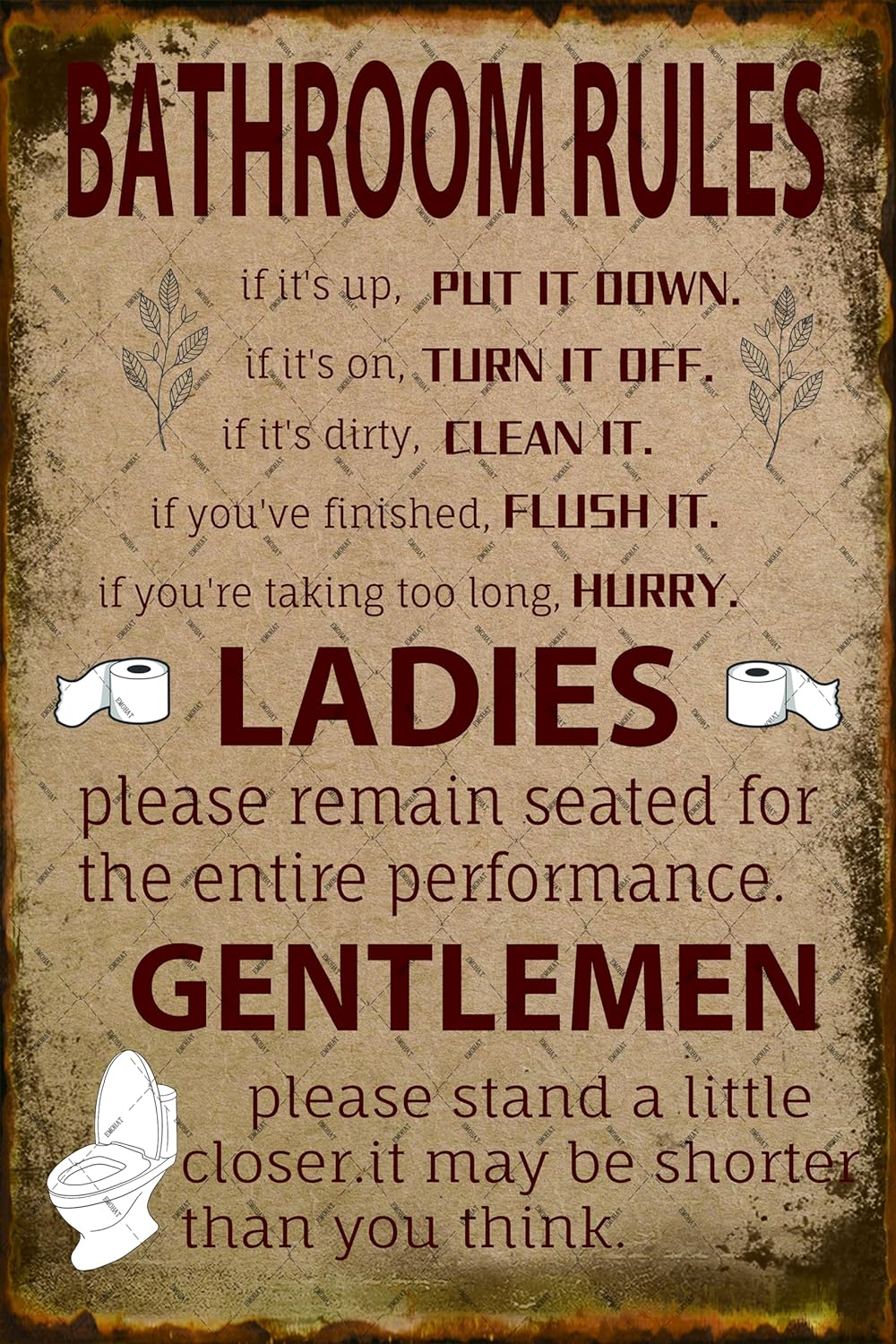 Home Bathroom Rules - Bathroom Rules Metal Tin Sign Weird
