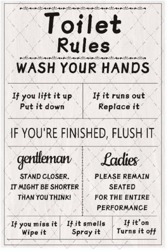 Cusde Toilet Rules Metal Tin S - Home Bathroom Rules ulasan dan harga