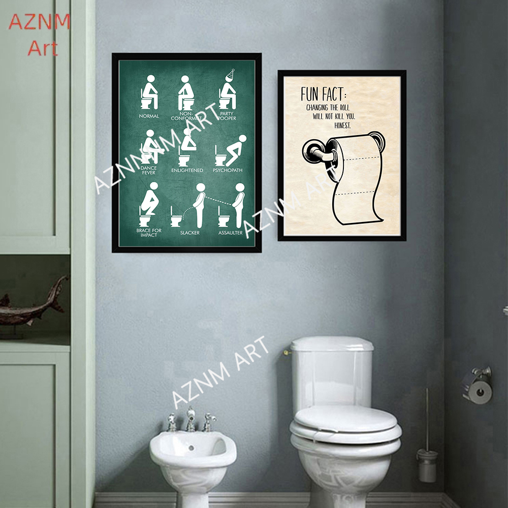 Wall Art Canvas Painting Funny - Home Bathroom Rules ulasan dan harga