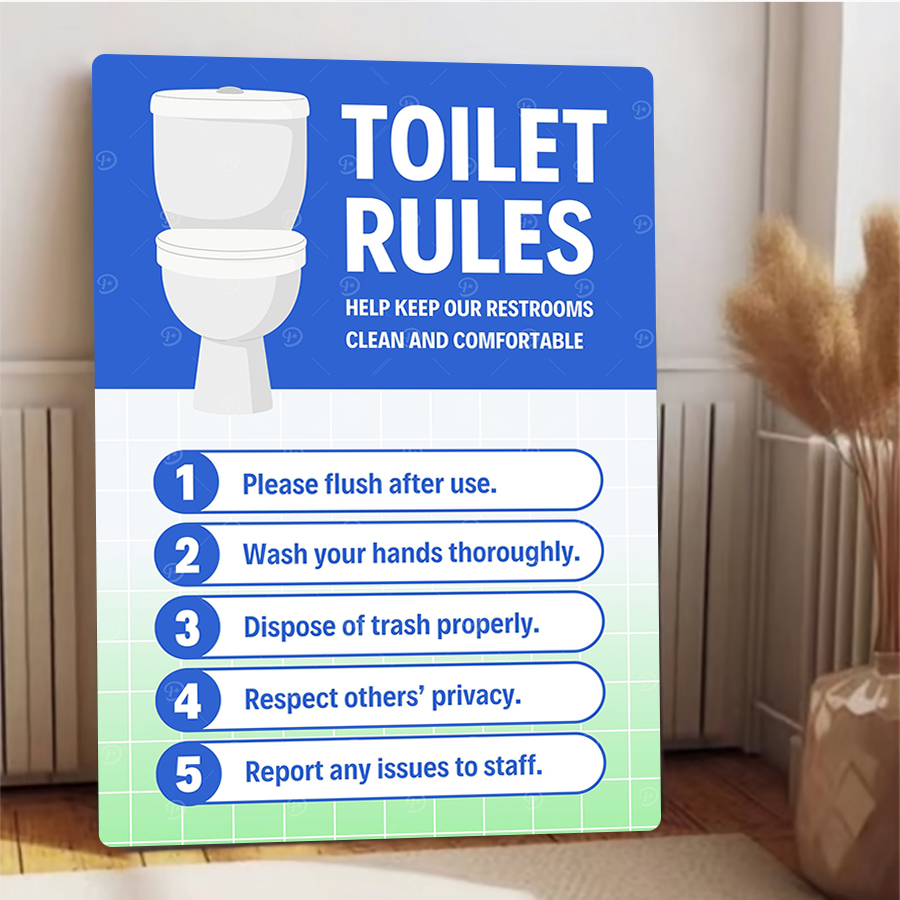 Custom Toilet Rules Metal Sign - Home Bathroom Etiquette ulasan dan harga
