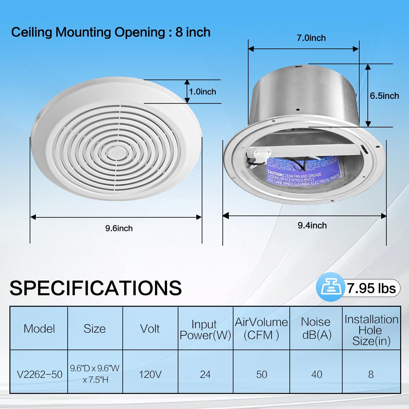 V2262-50 7 Inch Bathroom Exhau - Home Bathroom Vent Fans ulasan dan harga