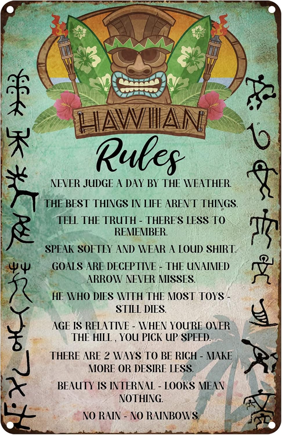 Vintage Tin Sign Hawaiian Rule - Home Bathroom Rules ulasan dan harga