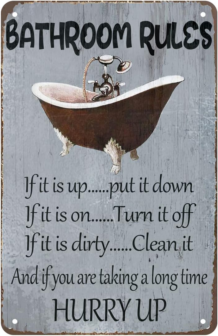 Bathroom Rules Sign Funny Retr - Home Bathroom Rules ulasan dan harga