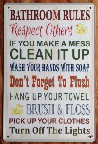 METAL TIN SIGN PLAQUE Bathroom - Home Bathroom Rules ulasan dan harga