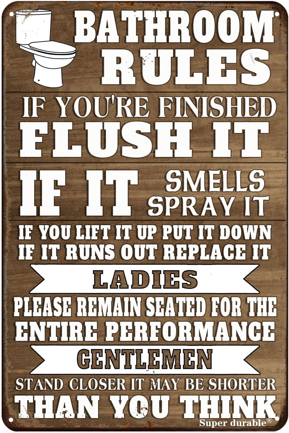Funny Bathroom Rules Metal Tin - Home Bathroom Rules ulasan dan harga