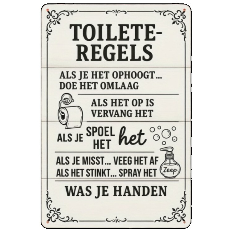 2D Dutch Bathroom Rules Metal  - Home Bathroom Etiquette ulasan dan harga
