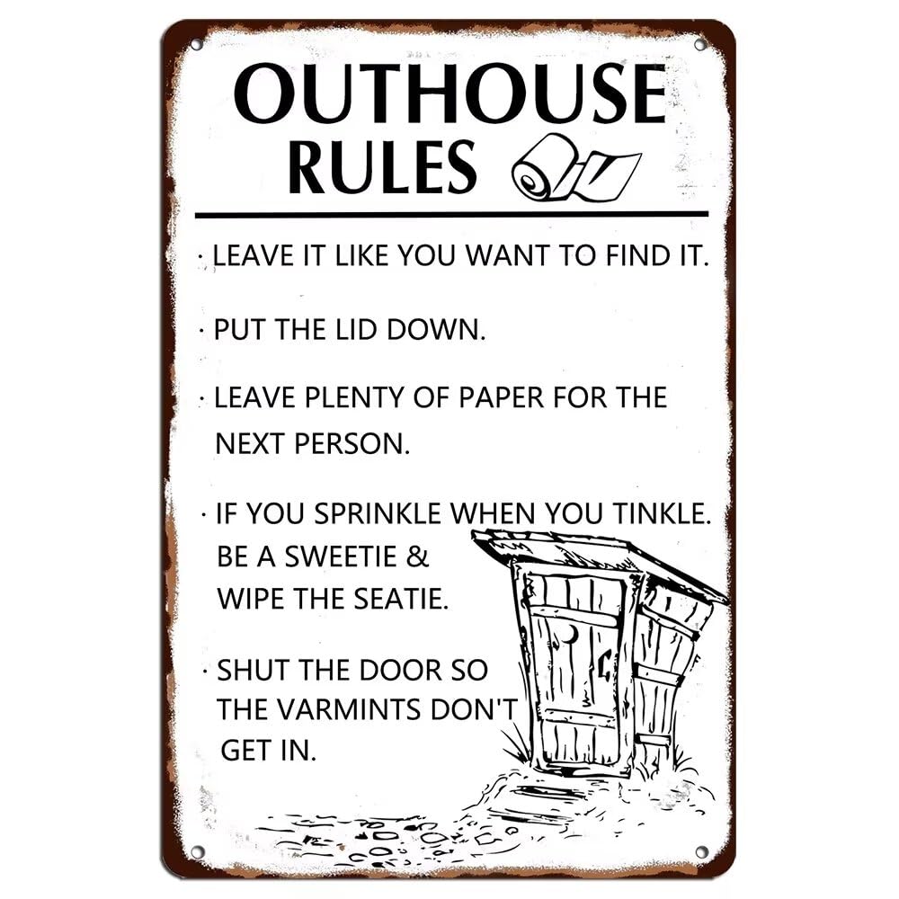 Outhouse Rules Metal Tin Sign  - Home Bathroom Rules ulasan dan harga