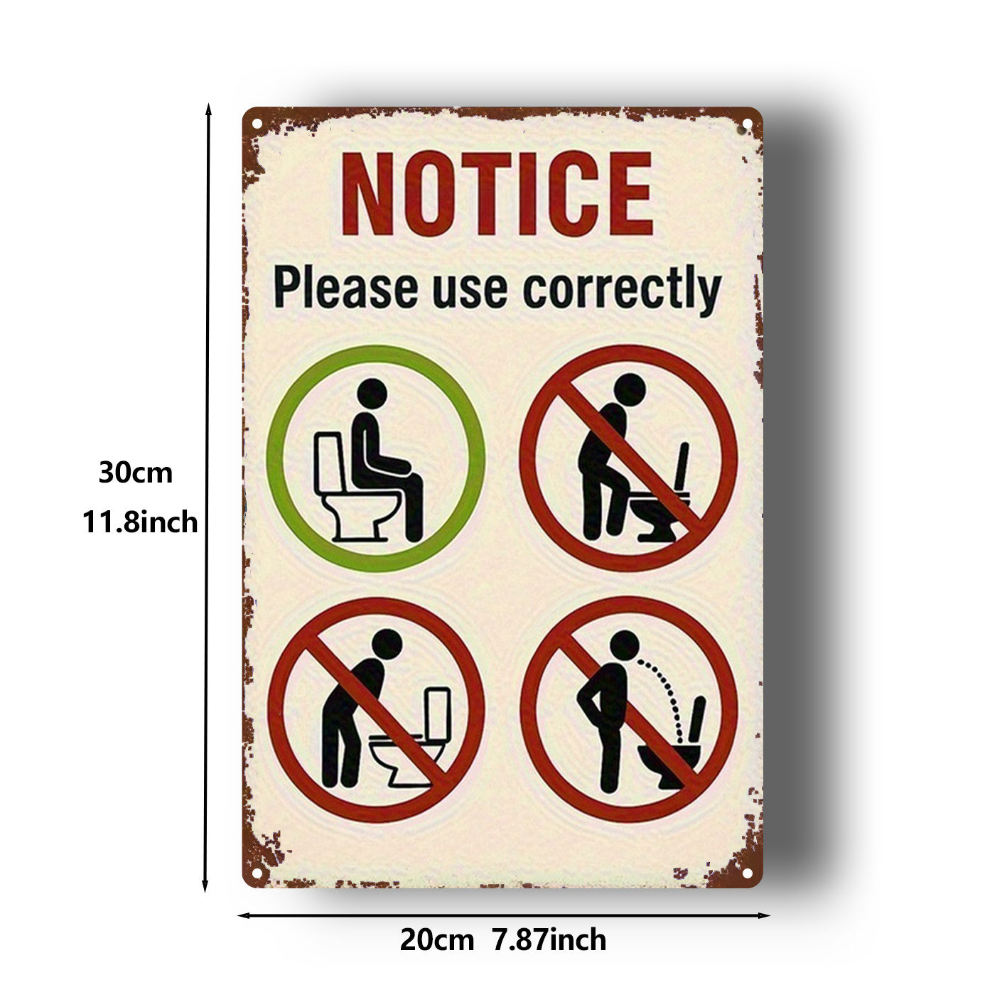 Vintage Flat 2D Aluminum Wall  - Home Bathroom Rules ulasan dan harga