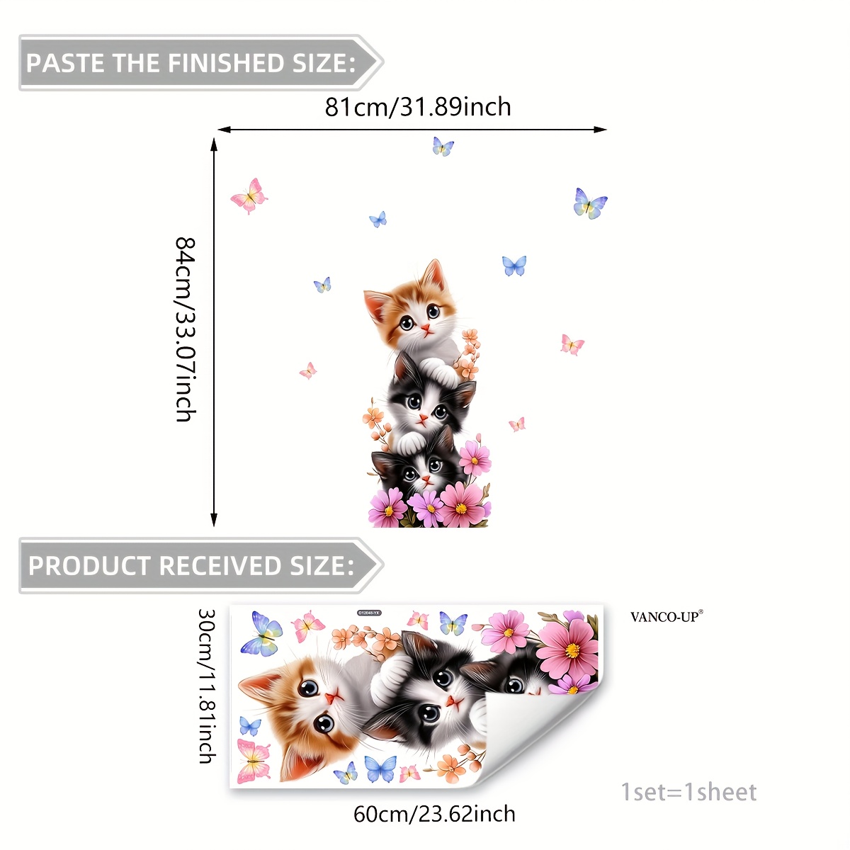1Pc Cute Kitten Jenga Butterfl - Home One Bathroom ulasan dan harga