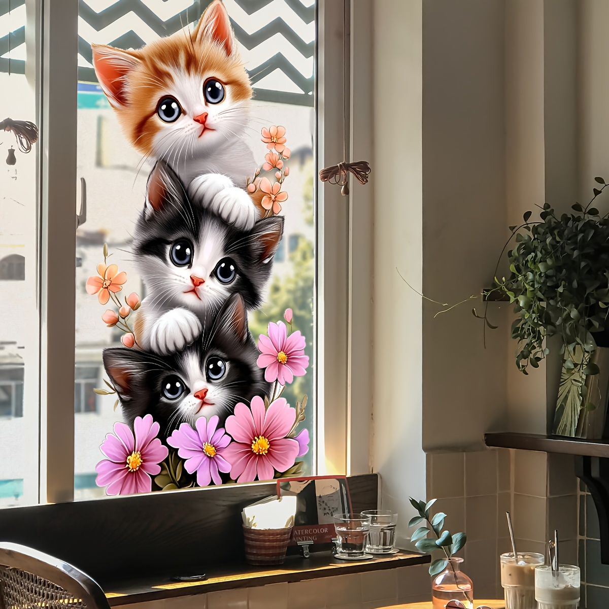 1Pc Cute Kitten Jenga Butterfl - Home One Bathroom ulasan dan harga