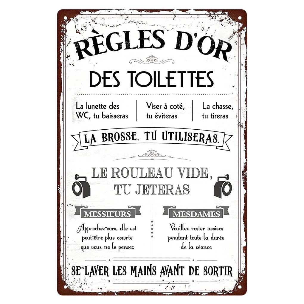 Funny French Quote Metal Toile - Home Bathroom Rules ulasan dan harga