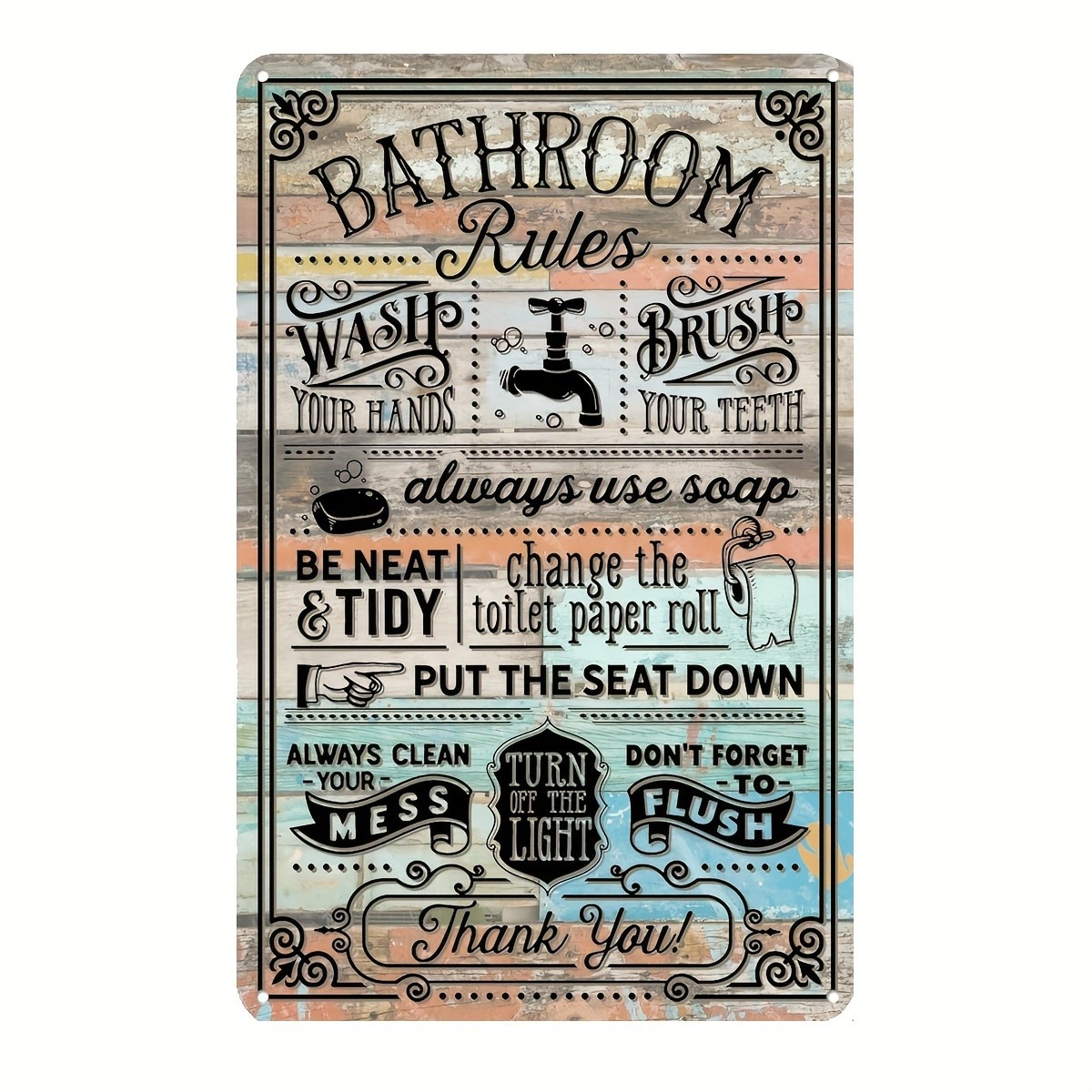 Vintage Farmhouse Bathroom Rul - Home Bathroom Rules ulasan dan harga